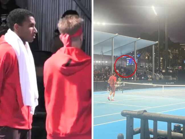 The Australian Open clash between Felix Auger-Aliassime and Alejandro Davidovich Fokina was suspended due to a rowdy adjacent crowd. Image: X