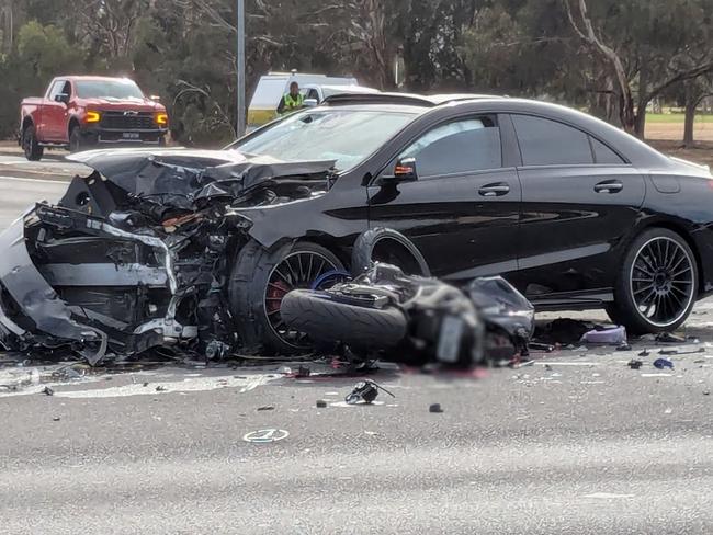 Man in hospital after horror crash at busy intersection