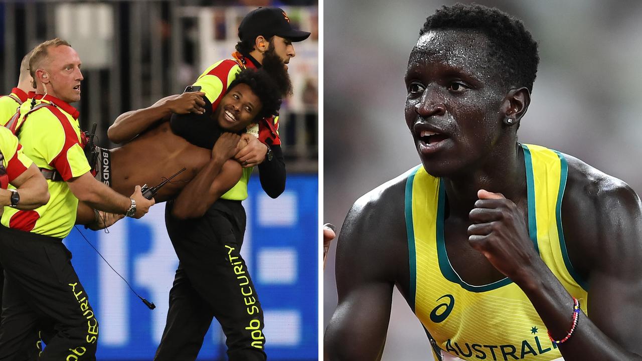 Grand Final pitch invader Abra Bol is Olympian Peter Bol's cousin.