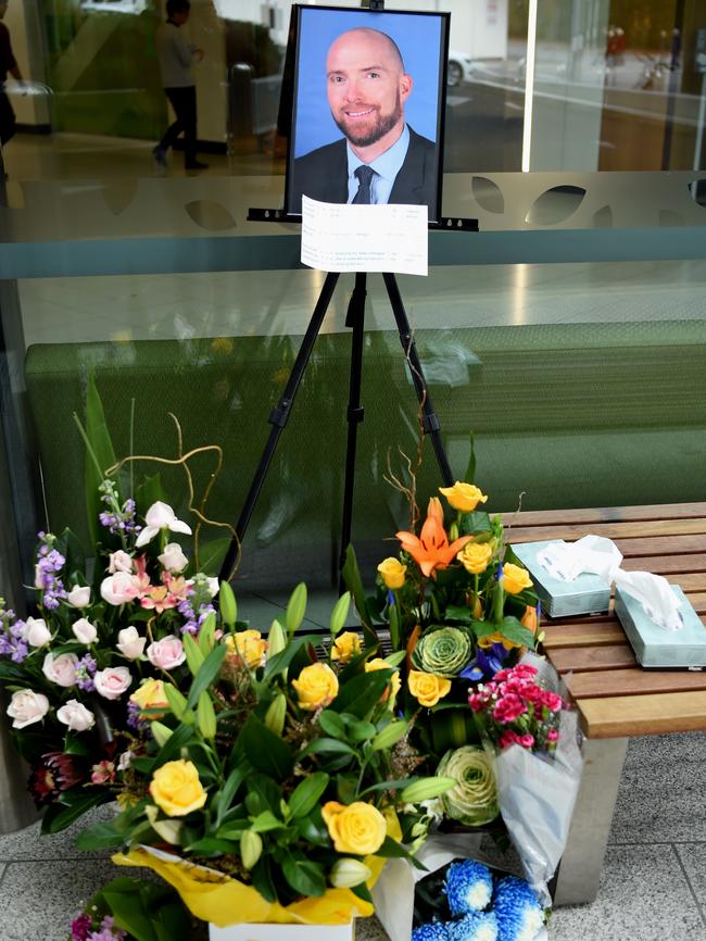 A tribute to Patrick Pritzwald-Stegmann outside Box Hill Hospital. Picture: Nicole Garmston