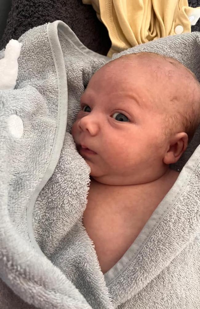 Hudson Robert Handley was born on January 22, 2022, at the Mackay Base Hospital weighing 3373g, to parents Zahna Jones and Mitchell Handley. Picture: Zahna Jones DMBJ22