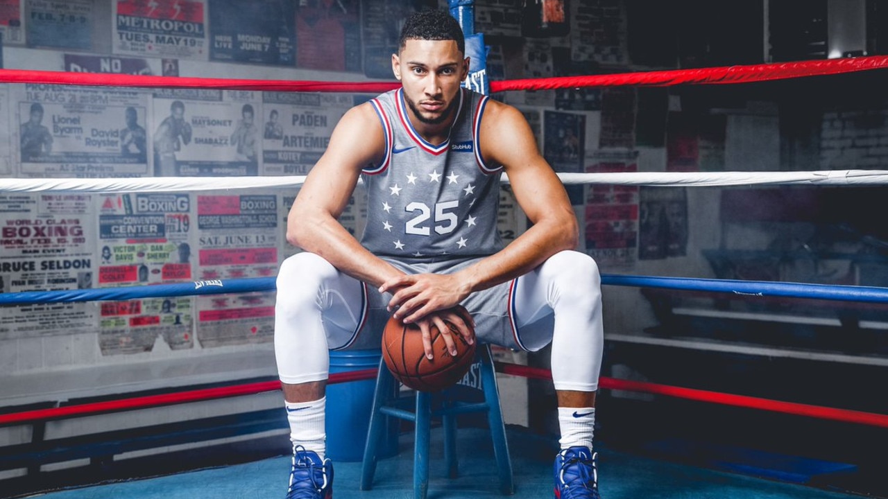 Ben Simmons models Philadelphia's new 'City Edition' alternate jersey, which pays homage to the Rocky films.