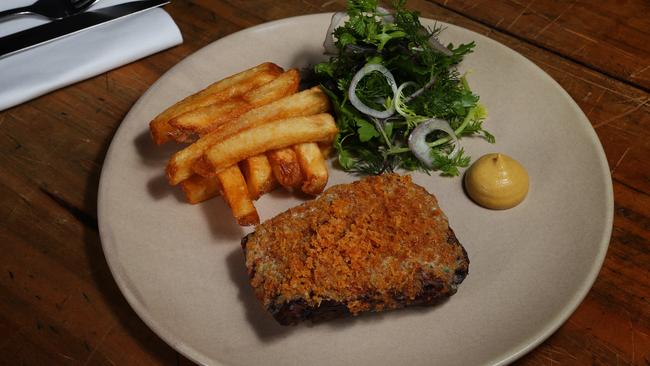 Steak frites with roquefort butter.