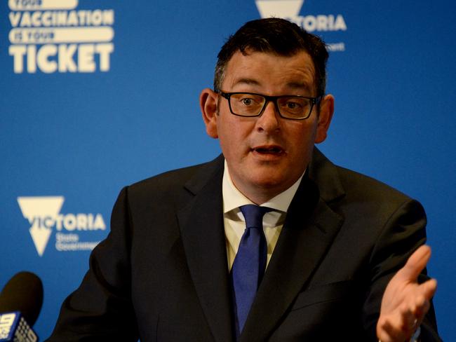 MELBOURNE, AUSTRALIA - NewsWire Photos OCTOBER 26, 2021: Victorian Premier Daniel Andrews provides the daily COVID update at the Treasury Theatre in Melbourne. Picture: NCA NewsWire / Andrew Henshaw