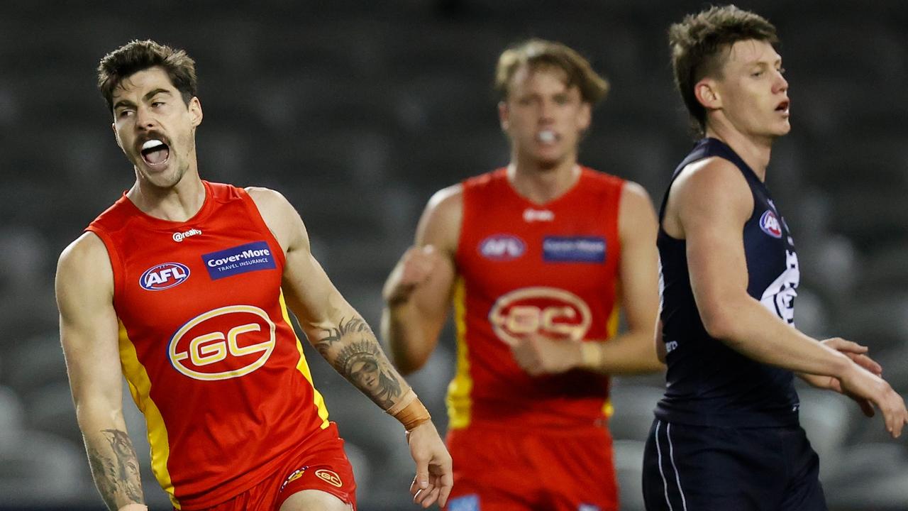 The Blues finals hopes are gone after Saturday’s loss to the Suns. Picture: Michael Willson/AFL Photos