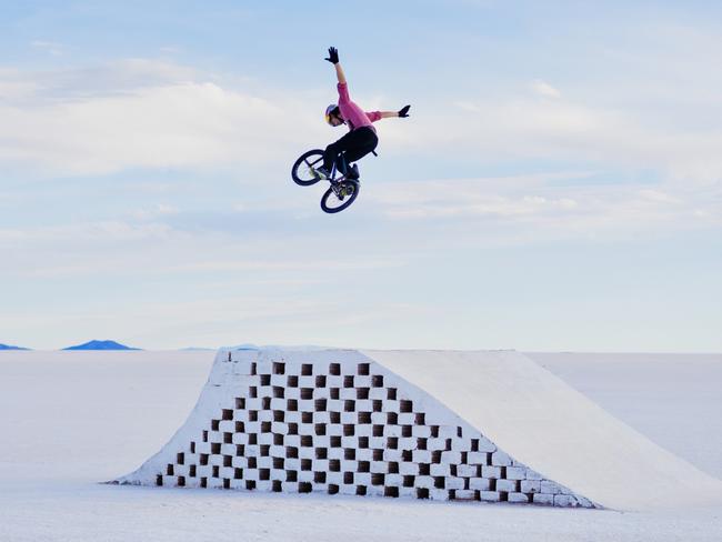 Daniel Dhers rides and flies around his BMX Salt Park Project in Uyuni, Bolivia between April 8th and 11 th 2016 // Camilo Rozo/Red Bull Content Pool // P-20160808-00582 // Usage for editorial use only // Please go to www.redbullcontentpool.com for further information. //