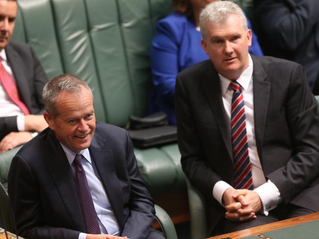 Opposition Leader Bill Shorten with Tony Burke, who held the immigration portfolio when Labor was in power. Picture: Kym Smith