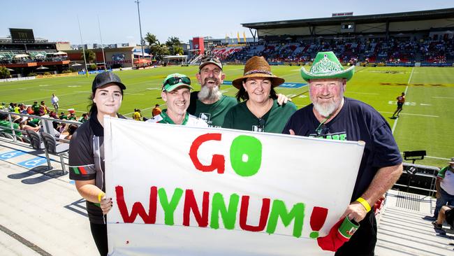 Martina Greaves, Pete Sheppard, Michael Greaves, Sharon Greaves and Chubb Huston from Wynnum at the Intrust Super Cup Grand Final between Wynnum Manly Seagulls and Norths Devils, Sunday, October 10, 2021 - Picture: Richard Walker