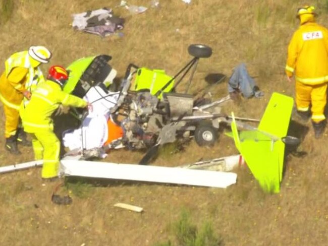 A pilot has died and one passenger left injured after a light aircraft crash-landed on a private property in Central Victoria.  It’s understood the pair were travelling in a gyro chopper through Goulburn Weir before encountering trouble, crashing just after 8am on Sunday. Picture: ABC News