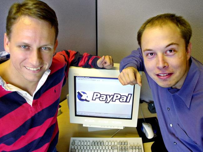 PayPal co-founders Peter Thiel and Elon Musk back in 2000.