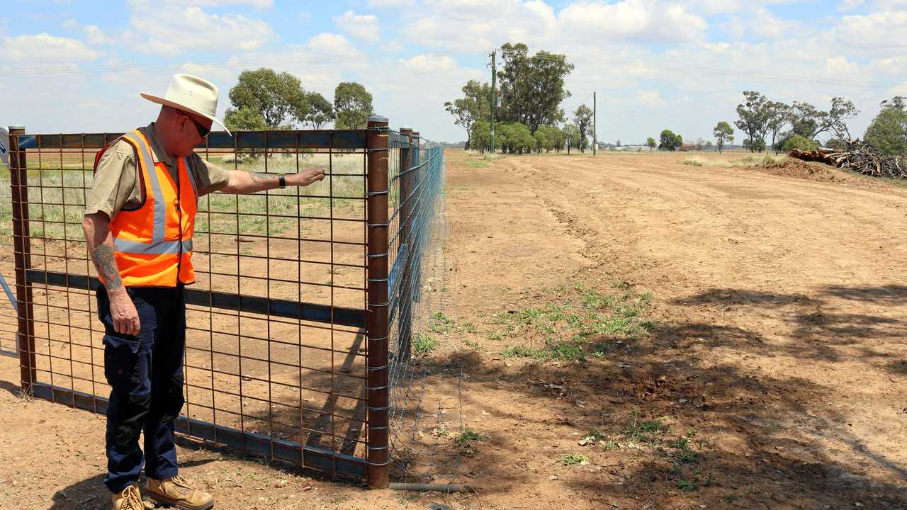 Rural Service Manager Karl Hempstead inspecting one of the recently installed fences. Picture: Balonne Shire Council