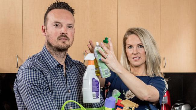 Prospective parents Emily Hunter and Michael Sier are getting rid of household chemicals to improve fertility. Picture: Jake Nowakowski