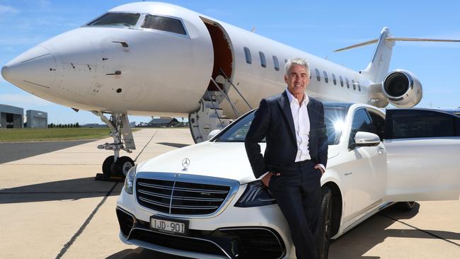 Mick Doohan has a new hanger for his private jet business at Essendon Fields. Picture: Alex Coppel