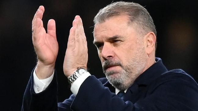 LONDON, ENGLAND - DECEMBER 10: Ange Postecoglou, Manager of Tottenham Hotspur claps the fans after the Premier League match between Tottenham Hotspur and Newcastle United at Tottenham Hotspur Stadium on December 10, 2023 in London, England. (Photo by Justin Setterfield/Getty Images)