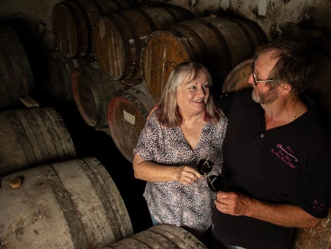 Crane Winery owners and winemakers Bernie and Judy Cooper. Picture: Dominic Elsome