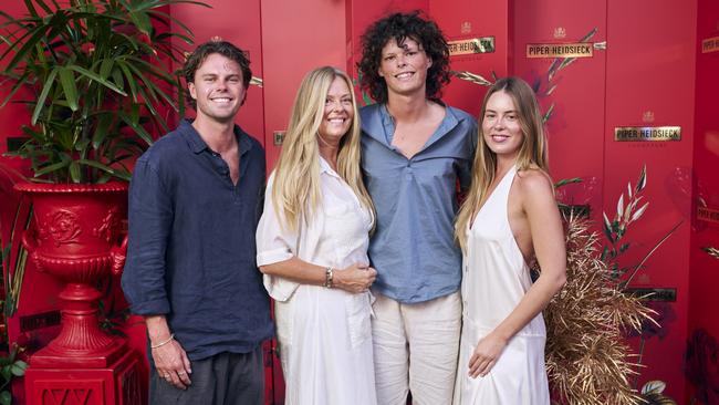 Oscar, Nicky, Max and Lucy Brownless the Piper-Heidsieck champagne bar at the Australian Open. Picture: Canty Creative