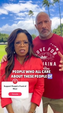 Oprah Winfrey Dwayne The Rock Johnson Maui wildfire People's Fund