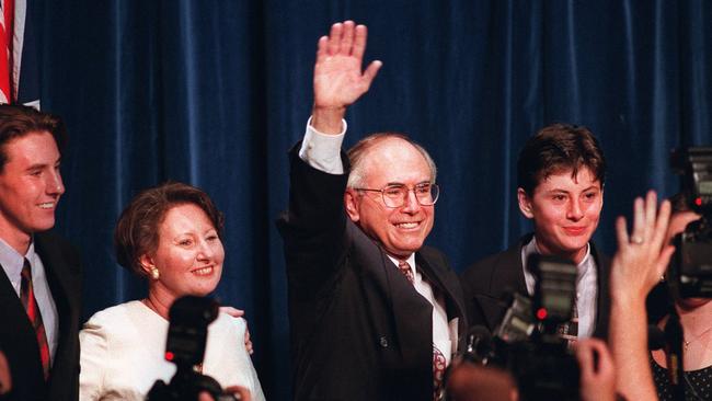John Howard makes victory speech at Wentworth Hotel, Sydney.