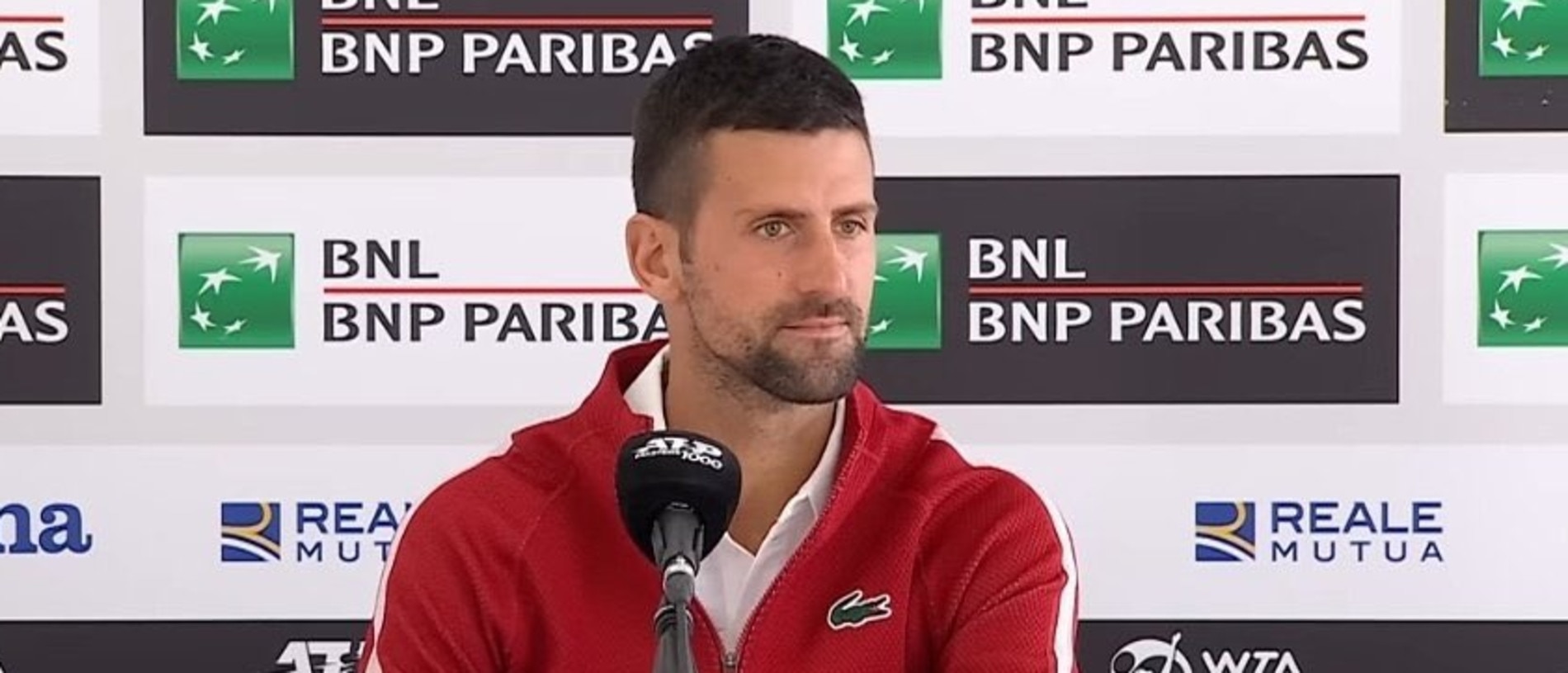 Novak Djokovic fronted the ress. Photo: Twitter, Tennis Letter.