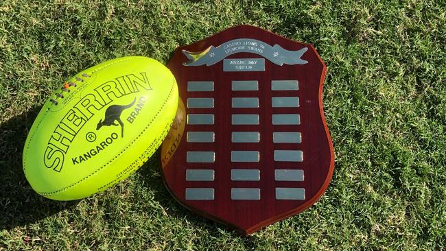 ANZAC DAY SHIELD: The Casino Lions created the idea of annual Anzac Day match against Lismore Swans. The Swans won the inaugural game by 275 points. Photo: Alison Paterson