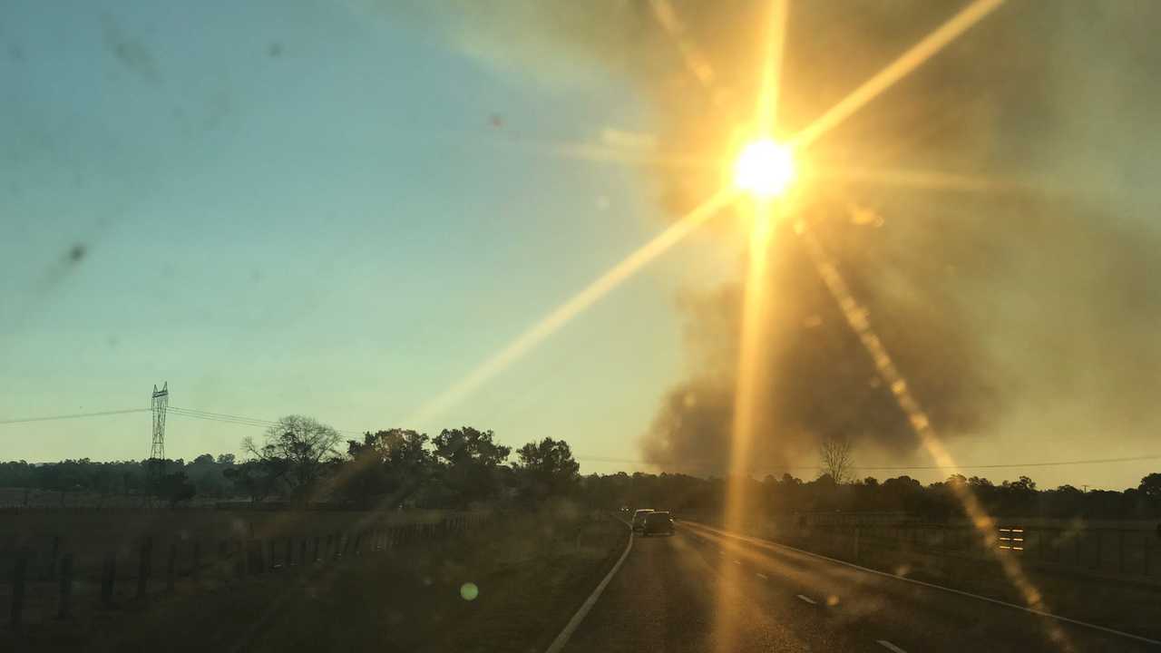 A plume of smoke from a fire near the Gwydir Highway.