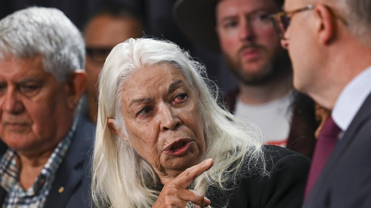 Prof. Marcia Langton and members of the Referendum Working Group hold a press conference at Parliament House in Canberra. Picture: NCA NewsWire / Martin Ollman