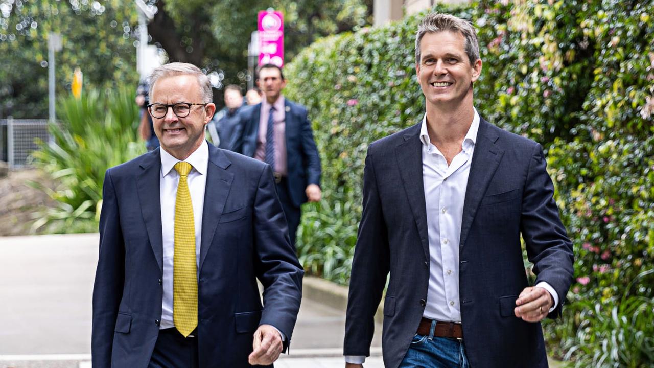 Federal Opposition leader Anthony Albanese and Parramatta’s Labor contender Andrew Charlton.