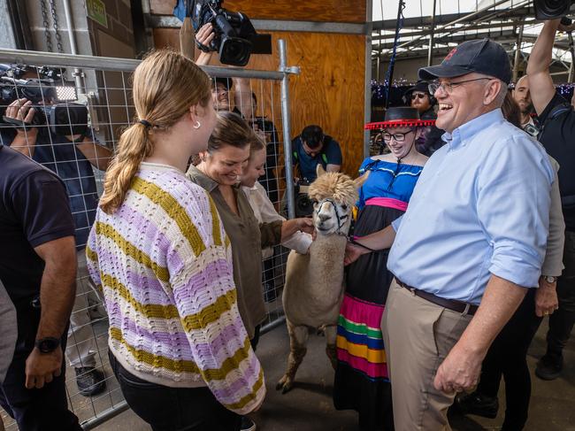 Prime Minister Scott Morrison with wife Jenny Morrison And kids Abbey Morrison and Lily Morrison have attended the Sydney Royal Easter Show. Picture: Jason Edwards