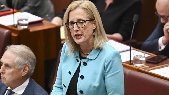 Finance Minister Katy Gallagher in the Senate. Picture: NewsWire / Martin Ollman