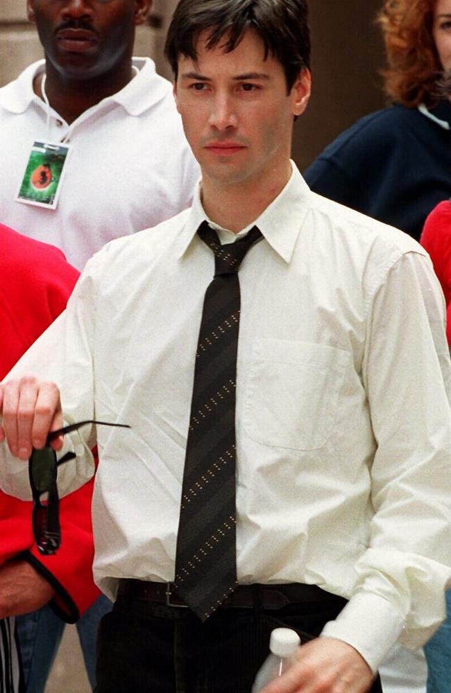 Actor Keanu Reeves on the set of the film "Matrix" in Sydney in 1998.