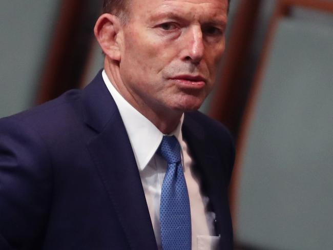 Question Time in the House of Representatives in Parliament House in Canberra. Former PM Tony Abbott after QT. Picture Gary Ramage