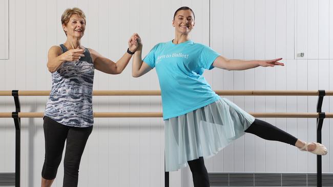 Geraldine Keating, 67, with Queensland ballet instructor, Lily Keating. Picture: Liam Kidston