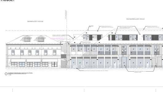 An artist's impression of a previous design of the proposed three-storey 'shop-top' development next to historic Barrenjoey House. Picture: Rob Mills Architecture