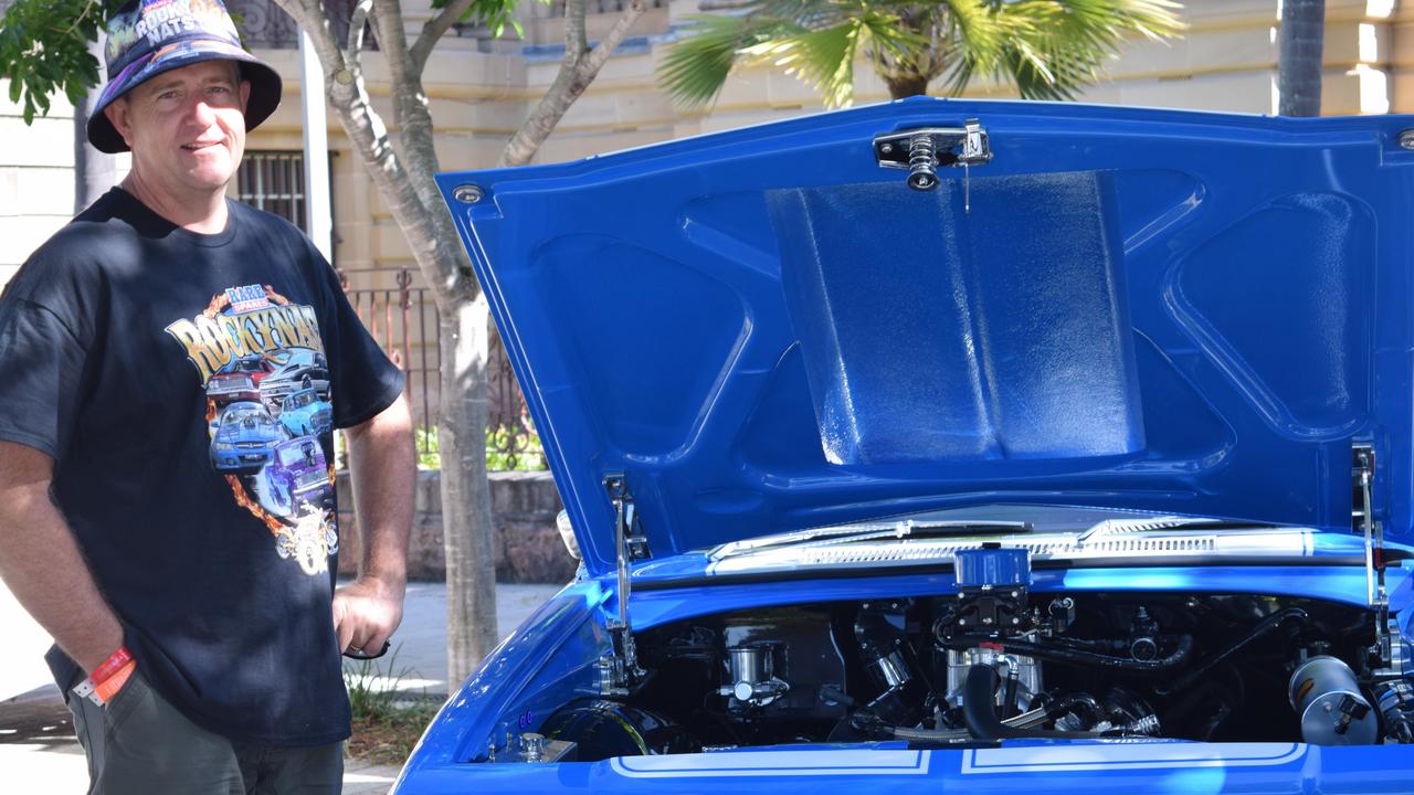 Jamie Freeman and his car in the Rockynats in the CBD on Sunday, April 17.