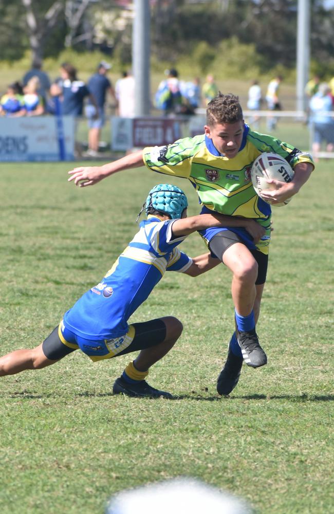 Cooper Pullen in the Wanderers v Souths Sharks final in the RLMD U13s division in Mackay. August 14, 2021. Picture: Matthew Forrest