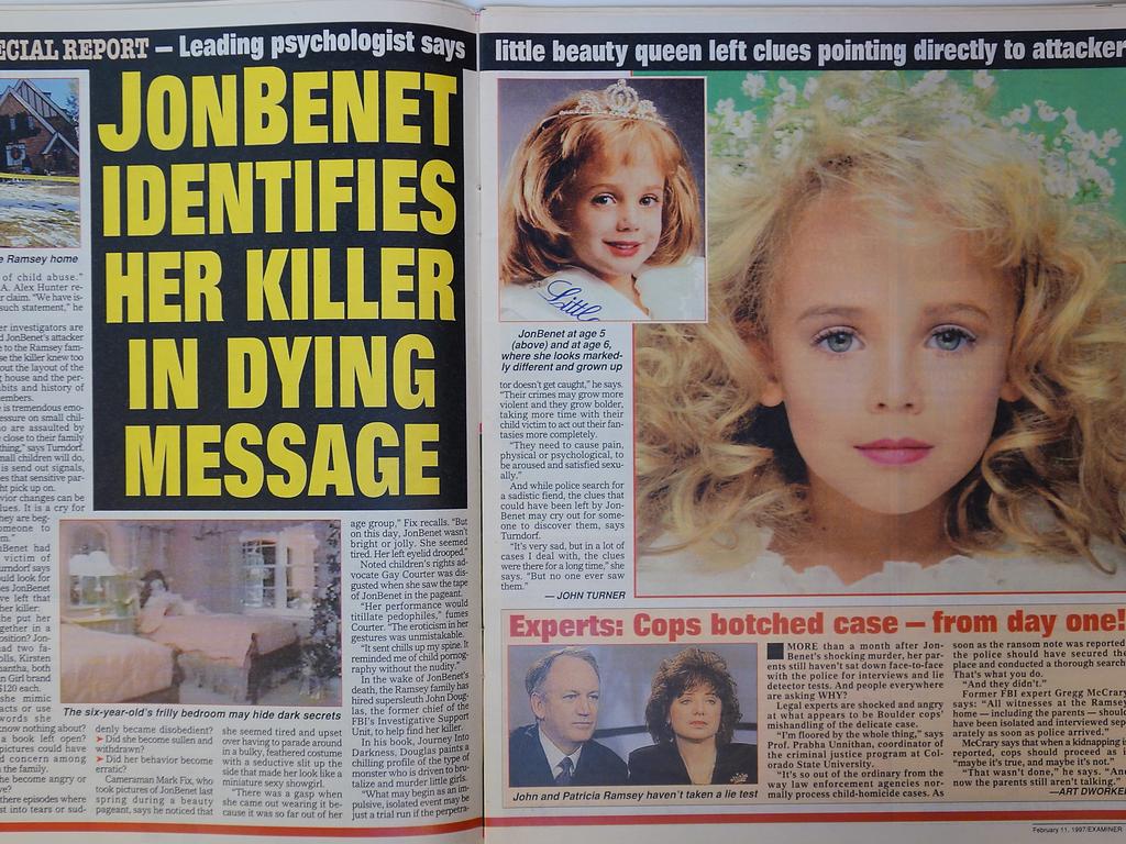 The tabloids were instantly obsessed with JonBenet’s tragedy, with one magazine banned in Boulder. 