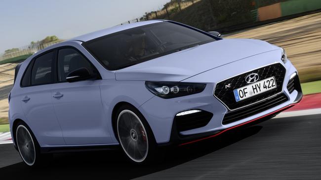 The i30 N put through its paces at a Spanish race circuit. Pic: Supplied.