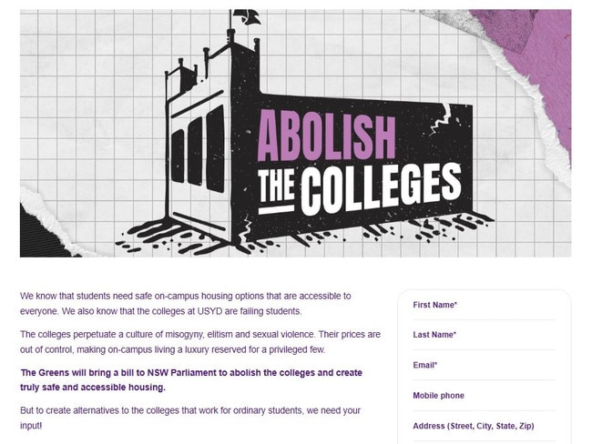 The University of Sydney’s Student Representative Council (SRC) is supporting a NSW Greens petition to have the uni's residential colleges abolished, with the Women's Collective urging followers to sign on.