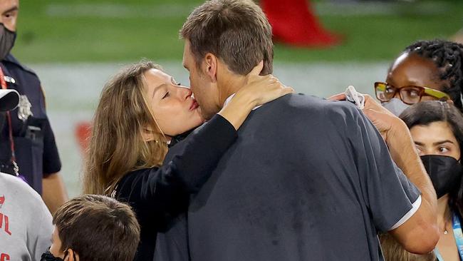 Tom Brady celebrates with Gisele Bundchen after winning Super Bowl LV. Photo: Kevin C. Cox/Getty Images/AFP