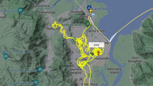 The flight pattern of a helicopter believed to be working with a police spotter as multiple police vehicles were observed looking for alleged offenders on September 24, 2022.