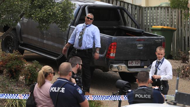 Police on the scene in Upper Coomera after Gokhan Turkyilmaz was shot. Picture: Adam Head