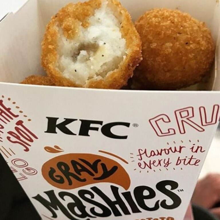 Unlike Gravy Mashies, Original Mashies are coated in KFC's signature herbs and spices. Picture: Instagram/@foodcaptain.au