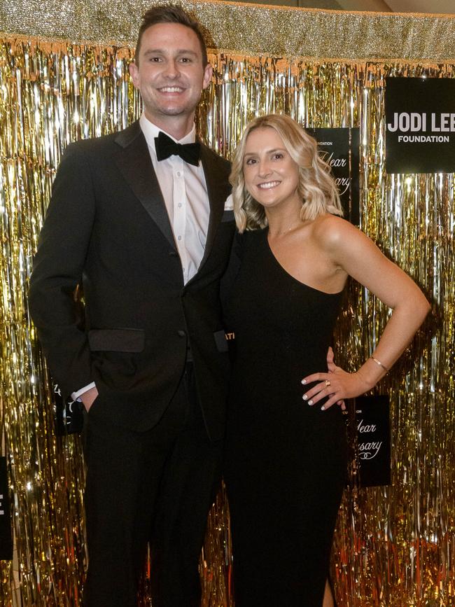 Hugo Toovey and now-wife Amber at the Jodie Lee Foundation Ten-Year Anniversary Gala at the Adelaide Entertainment Centre. Picture: Tom Roschi