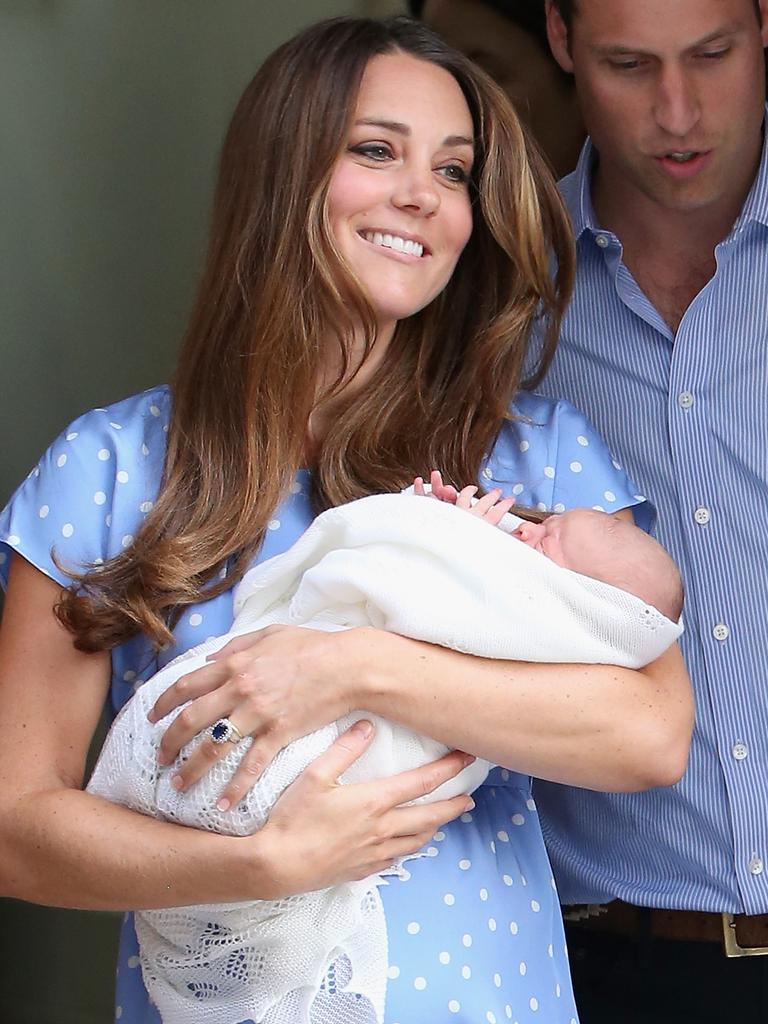 Kate 37 days later with freshly-born George. Picture: Chris Jackson/Getty Images