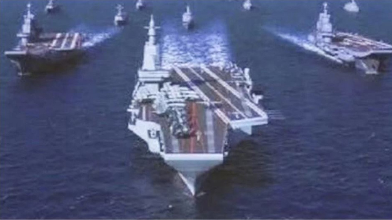 A close up of a high-resolution image posted to Chinese social media which appears to reveal the design of China's next aircraft carrier.