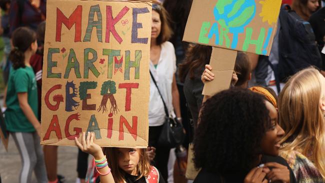 Inspired by the teenage Swedish activist Greta Thunberg people around the world, including in New York, took to the streets to demand action on climate change. Picture: AFP/Getty