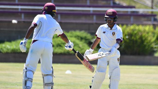 AIC First XI cricket between St Peters Lutheran College and St Laurence's College. Saturday February 11, 2023. Picture, John Gass