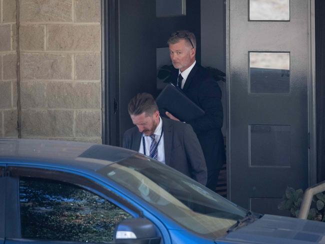 Police at the Murphy house on Thursday. Picture: Jason Edwards