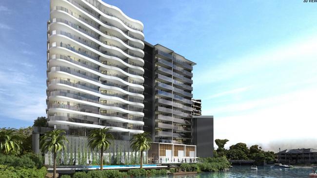 Artist impression of a new 15-storey tower planned for Cannes Ave, Surfers Paradise. Picture: Supplied