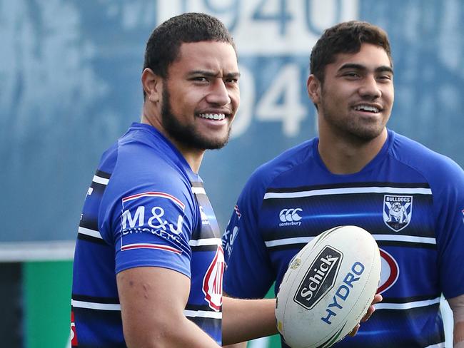 Ofahiki Ogden during Bulldogs training. Picture: Richard Dobson